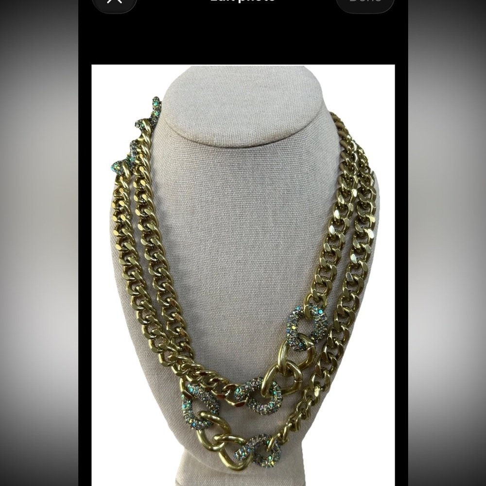 Heidi Daus "XL Hoops" Crystal-Accented Curb-Link Long Necklace AURORA BOREALIS